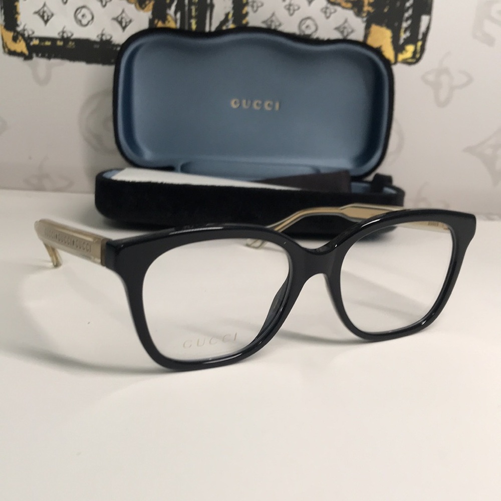 ✨ Luxury New Authentic Gucci GG0566O 001 Black Square Eyeglasses ✨ - Picture 3 of 13